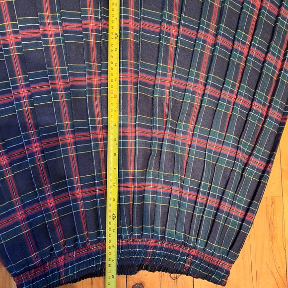 🇨🇦 Vintage Plaid Pleated Midi Skirt Blue Green | Elastic Waist | Size 14 - Picture 8 of 9
